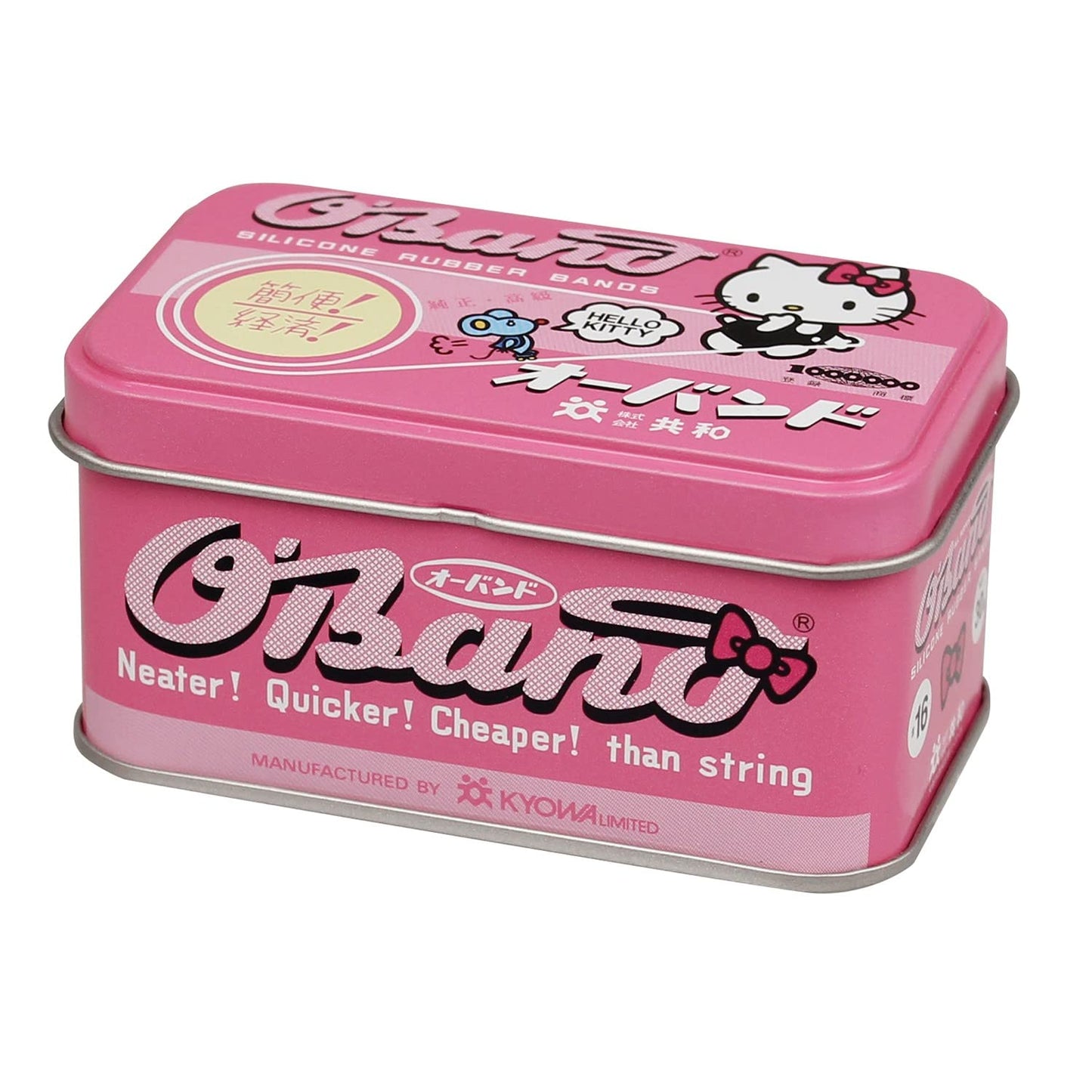 オーバンド ハローキティ 缶 30g #16 ピンク GGS-040-KT シリコーン製輪ゴム 共和 キティ hello Kitty